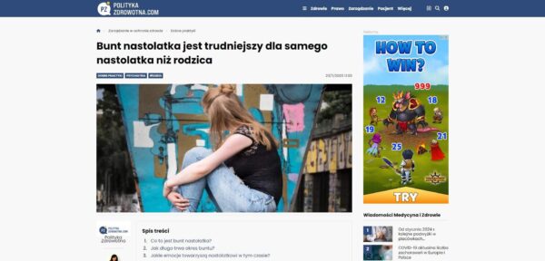 Bunt nastolatka jest trudniejszy dla samego nastolatka niż rodzica