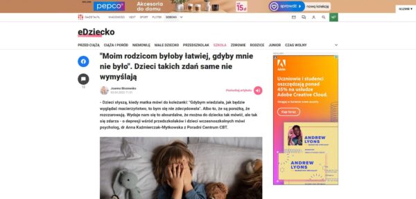 Moim rodzicom byłoby łatwiej, gdyby mnie nie było. Dzieci takich zdań same nie wymyślają
