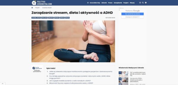 Zarządzanie stresem, dieta i aktywność a ADHD