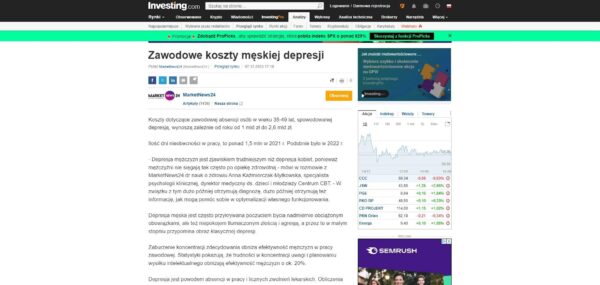 Zawodowe koszty męskiej depresji